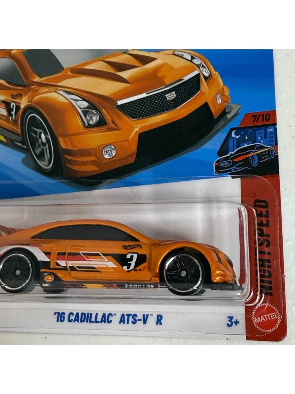 Hot Wheels Cadillac ATS-V R Nightburnerz 7/10 Orange Diecast NOC